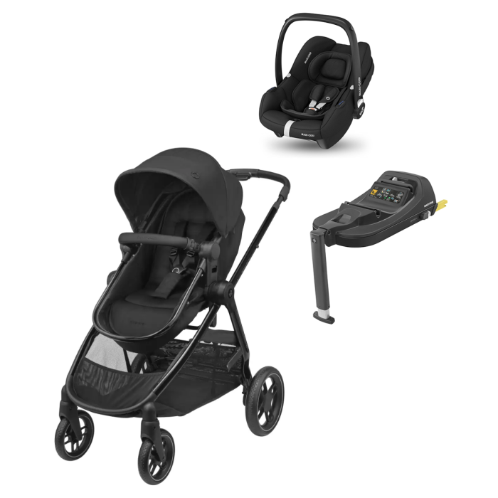 Maxi-Cosi Zelia S Trio 3-in-1 Pushchair, Foldable, Compact and Reclining  Baby Stroller with CabrioFix S i-Size Car Seat, Accessories, Changing Bag,  0 to 4 Years, Up to 22 kg, Grey : 