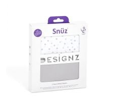 Snuz Crib 2pk Fitted Sheets - Grey Spots