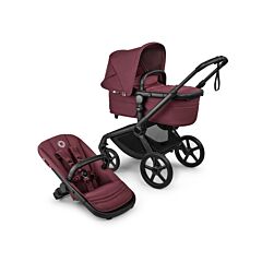 Bugaboo Fox 5 Renew Complete Black/Dark Cherry  with Free Carrycot Stand
