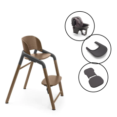 Giraffe Highchair & Complete Baby Set Bundle - Wood/Grey