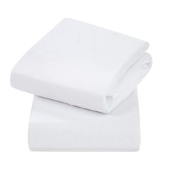 Jersey Cotton Fitted Sheets Cot Bed 2pk - White