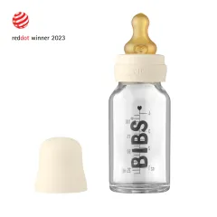 BIBS Baby Glass Bottle Complete Set Latex 110ml - Ivory 