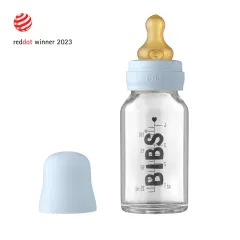 BIBS Baby Glass Bottle Complete Set Latex 110ml - Baby Blue