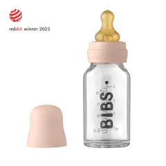 BIBS Baby Glass Bottle Complete Set Latex 110ml  - Blush