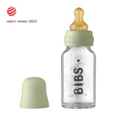 BIBS Baby Glass Bottle Complete Set Latex 110ml - Sage