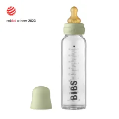 BIBS Baby Glass Bottle Complete Set Latex 225ml - Sage