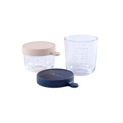 Set of 2 Glass Storage Jars 150 ml / 250 ml Dark Blue