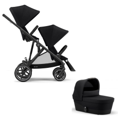 Cybex Gazelle S Duo Bundle - Newborn Toddler - Black Frame with Black Fabrics