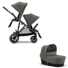 Cybex Gazelle S Duo Bundle - Newborn Toddler - Black Frame with Soho Grey Fabrics