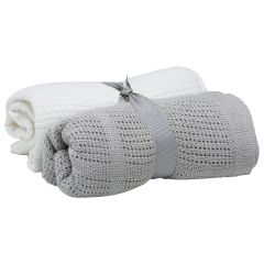 2 Pack Cellular Blanket – Grey and White