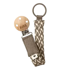 BIBS Pacifier Clip Braided Dark Oak/Vanilla