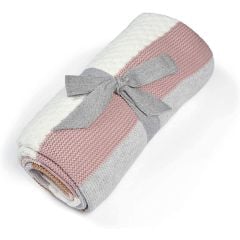 Mamas & Papas Knitted Blanket - Pink Stripe