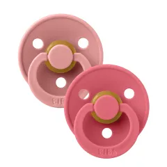BIBS Colour Latex Pacifiers - Dusty Pink/Coral - 2 Pack