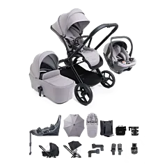 iCandy Core 2 Pushchair and Carrycot - Complete 360 Car Seat Bundle Storm Grey