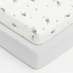Baby Elegance Crib Sheets 2Pack - Grey Elephants (45 x 90cm)