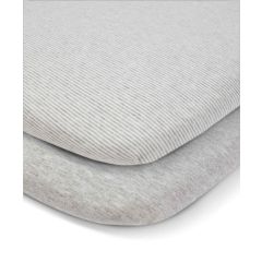 Mamas & Papas Lua Bedside Crib Sheets (2 Pack) - Stripe / Grey Marl