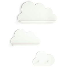 Cloud Shelves and Coat Hook Set- White 