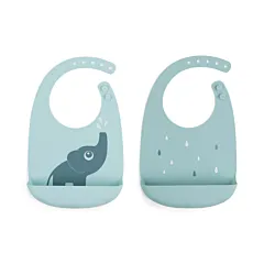 Done By Deer Silicone Bib Elphee Blu 2Pack