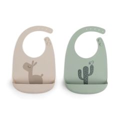 Silicone Bib 2 Pack Lalee - Sand/Green