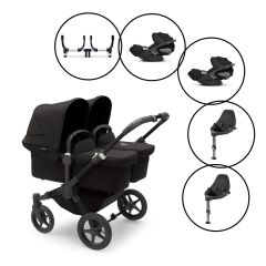 Bugaboo Donkey5 Twin Travel System with Cloud Z Car Seat & Base - Black/Midnight Black