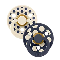 STUDIO Colour Pacifiers 2 Pack Polka - Vanilla/Dark Oak