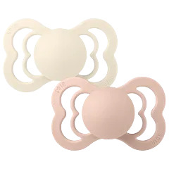 BIBS Supreme Silicone Pacifiers - Ivory/Blush - 2 Pack