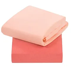 Clevamama Jersey Cotton Fitted Sheets Cot Bed 2pk - Coral