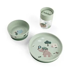 Done By Deer Foodie dinner set w/360° cup Tiny Trails Green