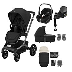 Fame 9 Piece Complete Travel System with Pebble PRO2 Car Seat & Base -Twillic Black
