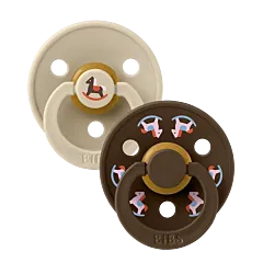 BIBS Colour Holiday Horse Pacifiers 2 Pack - Vanilla/Mocha
