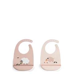 Done By Deer Silicone bib 2-pack Tiny Farm Powder