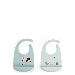 Done By Deer Silicone bib 2-pack Tiny Farm Blue