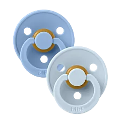 BIBS Colour Latex Pacifiers - Sky Blue/Baby Blue - 2 Pack