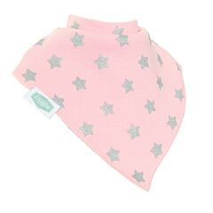 Ziggle Soft Bandana Bib - Pink with Stars